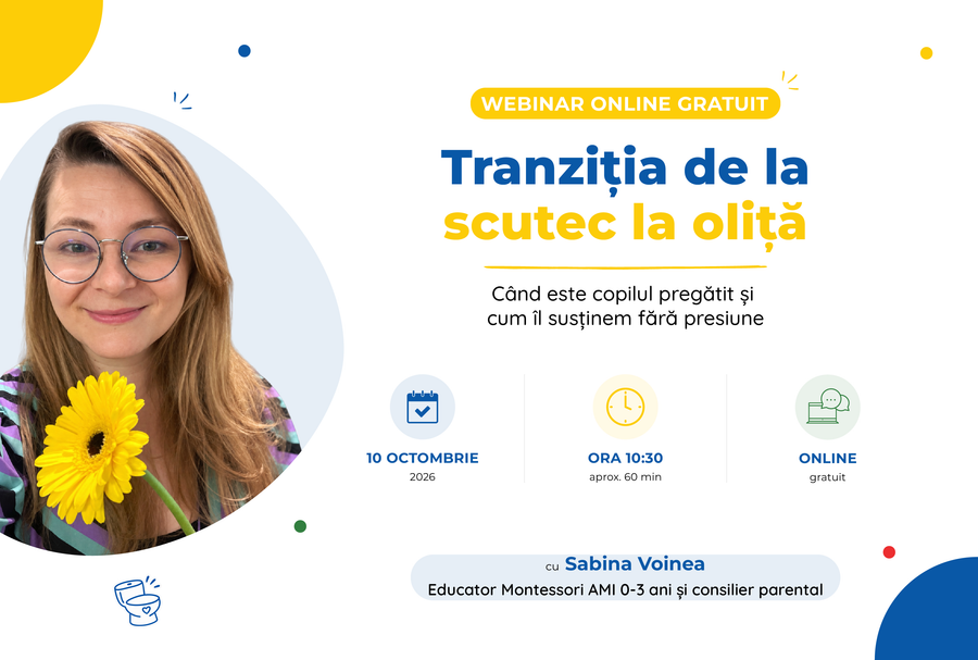 Webinar gratuit: Tranziția de la scutec la oliță/toaletă